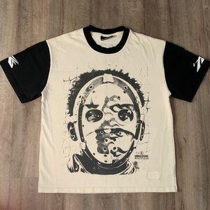 Black and Cream Graphic Short Sleeve Tee